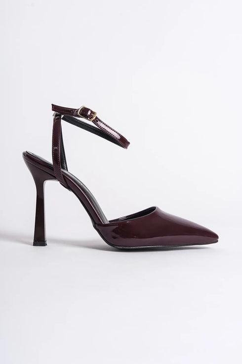 Women's Burgundy Strappy Heeled Shoes